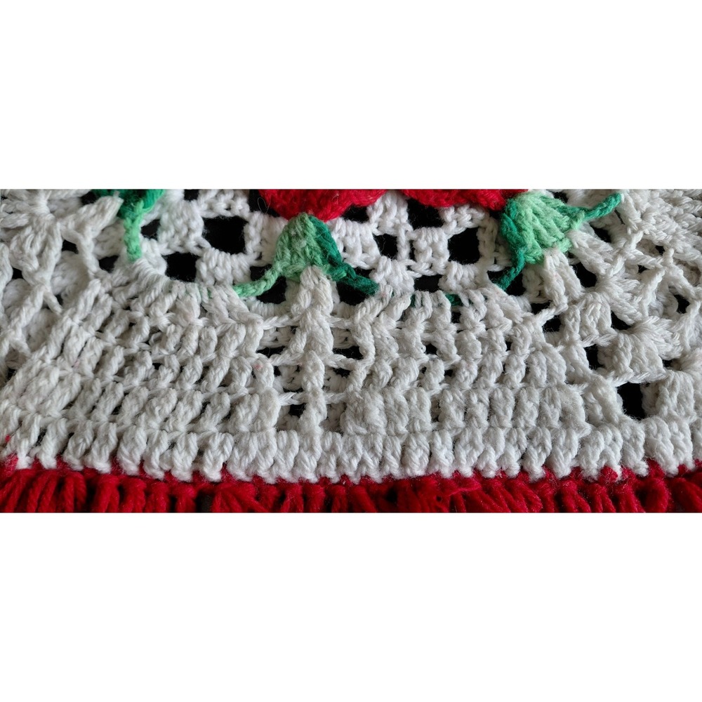 vintage handcrafted crochet 3D rose granny square pillow cover Grandma Decor Art - Picture 4 of 12